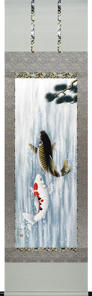 楽天市場】吉祥滝昇鯉掛軸 掛軸 掛け軸 五月節句 端午の節句 春から夏