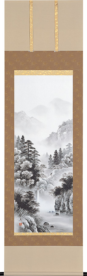 楽天市場】掛け軸 掛軸 水墨山水 中沢樹芳 尺五立(54.5×190cm