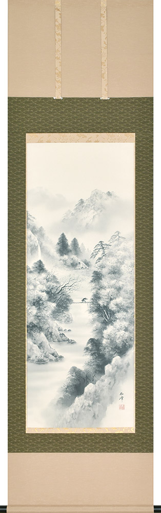 楽天市場】掛け軸 掛軸 水墨山水 村上和義 尺五立(54.5×190cm