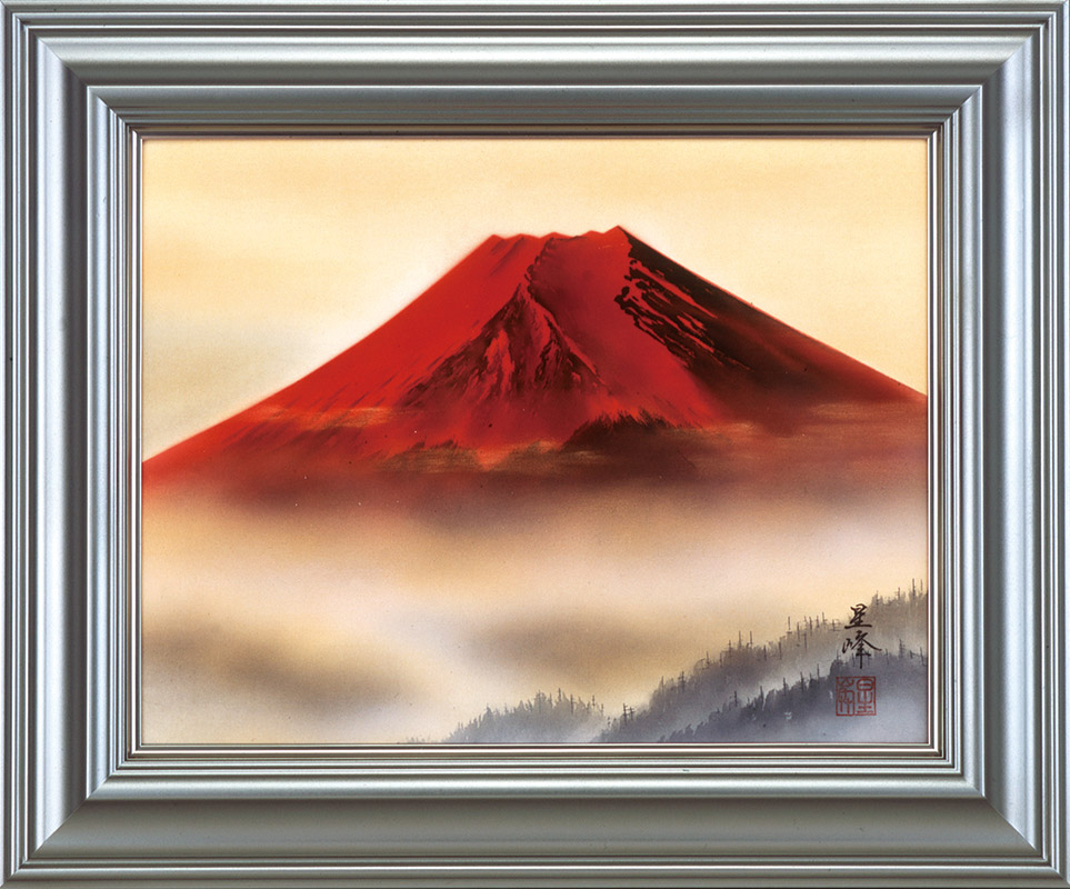 TOMOYUKI・友之、「藤紫・富士山」、証明書付、額付、絵画 油絵 油彩画