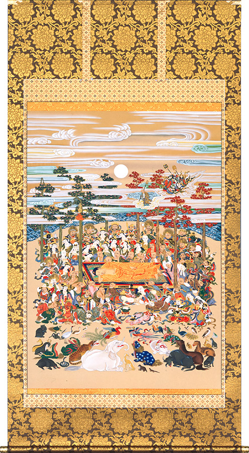 楽天市場】掛け軸 掛軸 釈迦涅槃図 大幅複製仏画 106×203cm 高級桐箱入 