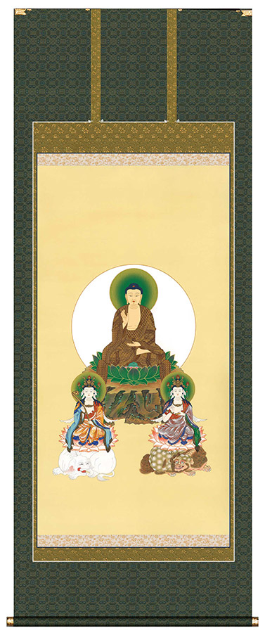 美品 掛け軸 仏画 大幅 釈迦 涅槃図 仏像 仏教美術 掛け軸 掛軸 釈迦涅槃図 大幅仏画 (複製画・新品) 桐箱・タトウ
