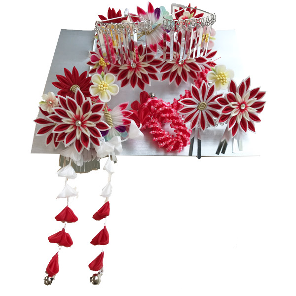 女の子 髪飾り 七五三 七歳 花 赤色 3本セット ヘアピンタイプ 結婚式 ひなまつり 着物 袴 振袖 十三参り 桃の節句 浴衣 卒園式 Fitzfishponds Com