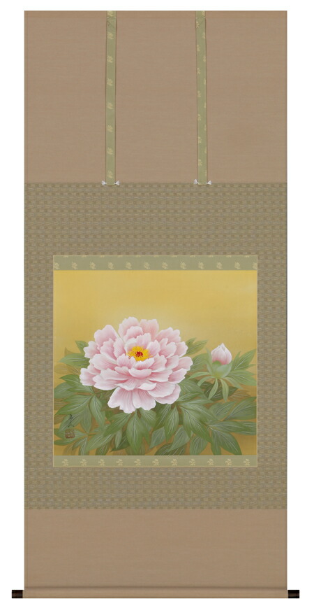 楽天市場】掛け軸 掛軸（かけじく） 紅白牡丹（中川 幸彦）＜太巻二