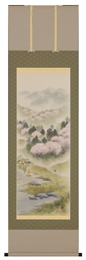 水墨画 水彩画 廬山の滝 掛け軸 楽天市場】山水画・滝の掛け軸 瀑聲 美濃正堂作品 高級桐箱付