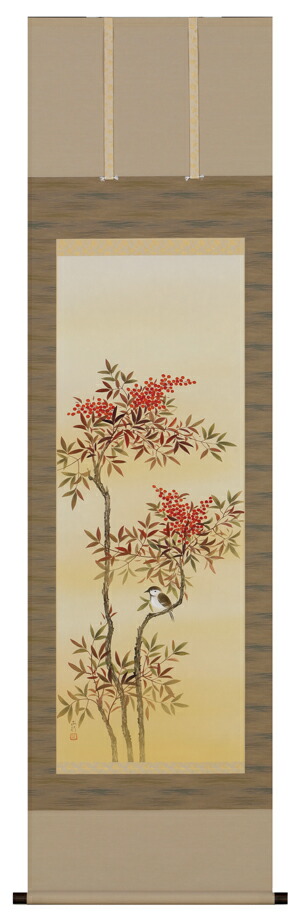 楽天市場】掛け軸 掛軸（かけじく） 南天 （石田 大寿）全国送料無料