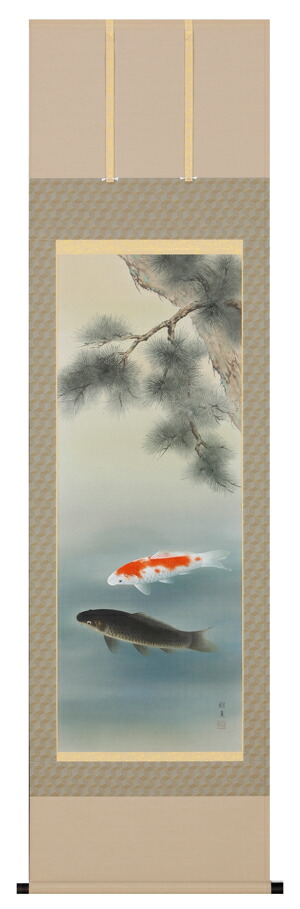 美品 掛け軸 川崎光則作 大幅 金地 旭波図 共箱 二重箱 縁起物 正月掛け 旭波 川崎光則 尺五立！ 正月 - 掛け軸（掛軸）販売通販なら