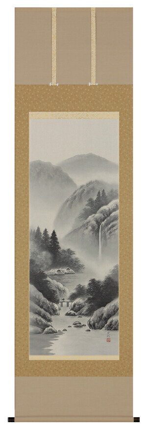 楽天市場】掛け軸 掛軸 水墨山水（遠藤 春岳） 全国送料無料無料