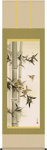 掛け軸 掛軸 花鳥 <br>竹に雀（田村 竹世）<br>?新品掛軸（かけじく）販売<br>受注後生産商品