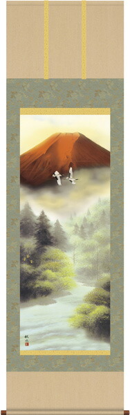 掛け軸 掛軸 富士 赤富士 赤富士（浮田 秋水） ?新品掛軸（かけじく）販売 受注後生産商品\