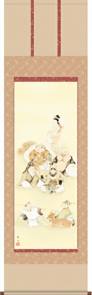 楽天市場】掛け軸 掛軸（かけじく）尺三幅 七福神（榎本 東山）開運画