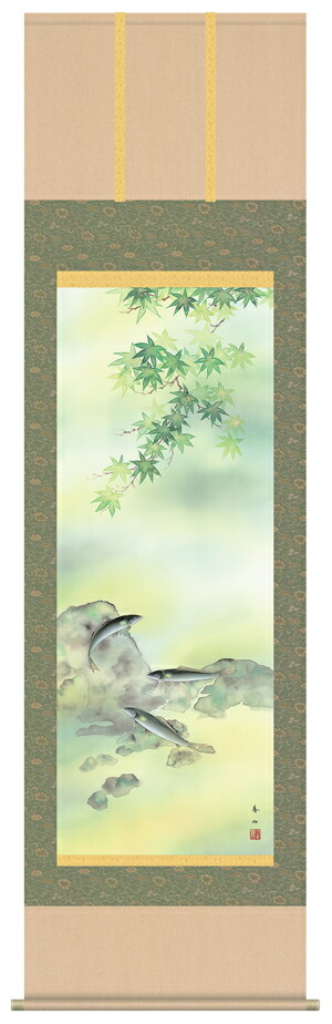 【真作】現代日本画家 松村朱夏「四季花」絹本 掛け軸 日本画 草花 M885 掛け軸 四季花 （松村朱夏） （掛軸小物なし） 送料無料 【掛軸
