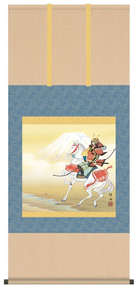 楽天市場】掛け軸 掛軸（かけじく）[尺五立]馬上武者（鈴木 翠朋）全国