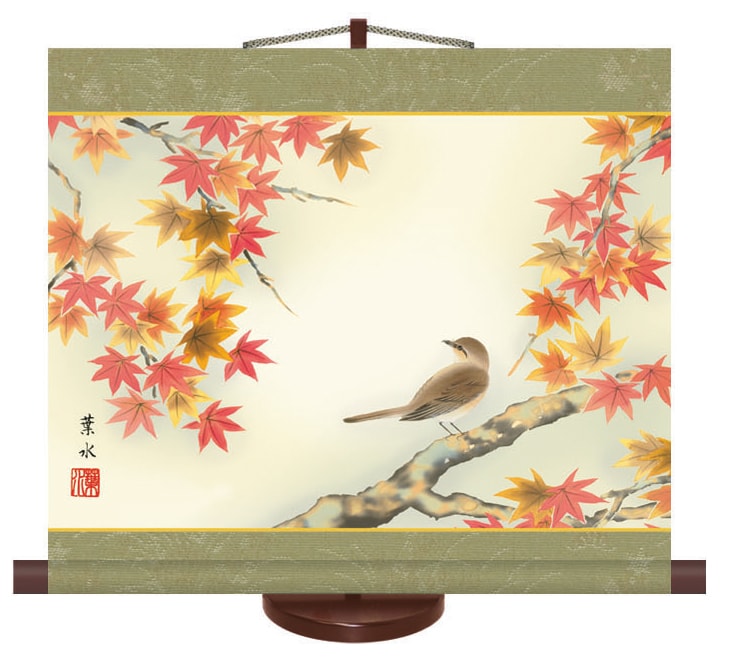 楽天市場】掛け軸 掛軸（かけじく）[尺三立]柿に小鳥（有馬 荘園