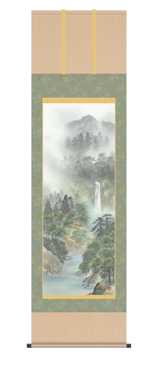 掛け軸 掛軸（かけじく）<br>深緑渓谷(伊藤 渓山)<br>全国送料無料無料 代引き手数料無料 山水画 年中掛け 新品掛軸 通販 <br>受注後生産商品納期として約１５日程頂きます