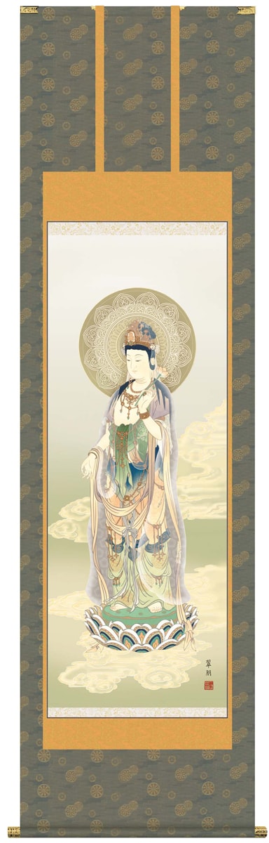 掛け軸 掛軸(かけじく)販売専門店 [尺五立]雲上観音（鈴木 翠朋） 事掛け軸 全国送料無料無料 代引き手数料無料 受注後生産商品\