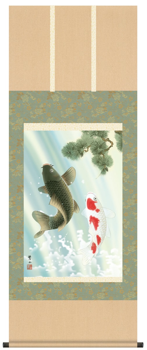 楽天市場】掛け軸 掛軸（かけじく）販売夫婦昇鯉（森山 観月）夫婦鯉