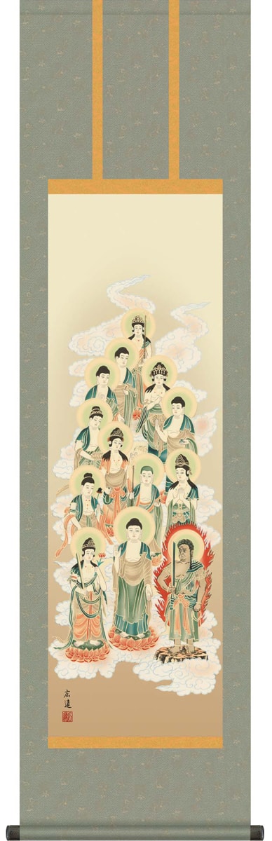 掛け軸 神事 販売専門店 田中 尺三立 化粧箱 洛彩緞子佛表装 掛軸 床の間 おしゃれ 壁掛け 絵 44.5cm&times;164cm 全国送料無料｜わざっか本舗