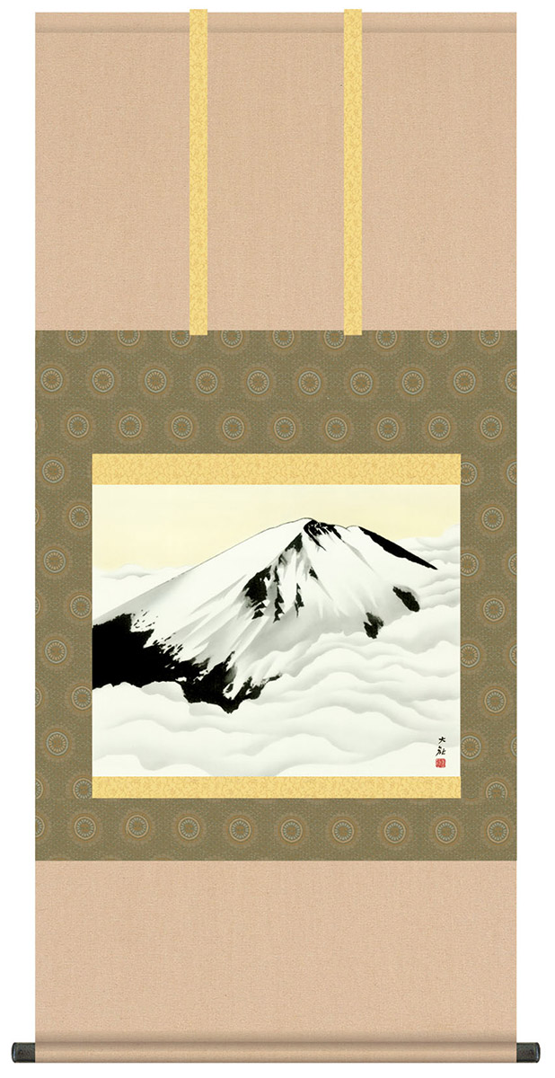 掛け軸 掛軸 桐箱 風鎮 防虫香セット付 横山大観150周年特別企画 富士聳ゆ 横山大観 尺五サイズ 複製画 全国送料無料無料 代引き手数料無料 無料ギフトラッピング希望 表装品質十年間保証付\
