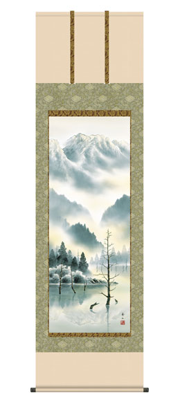 楽天市場】山水 掛け軸尺五立『水墨山水』豊東 初政（とよひがし はつ