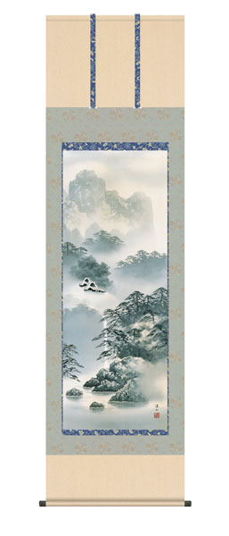 楽天市場】【特価品】山水 掛け軸尺八立『水墨山水』平野 翠雪