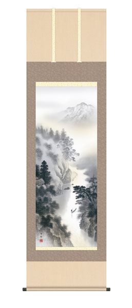 楽天市場】【特価品】山水 掛け軸尺八立『水墨山水』平野 翠雪（ひらの