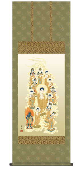 掛け軸 仏事 鈴木 桐箱 掛軸 床の間 おしゃれ 壁掛け 絵 54.5cm&times;150cm 全国送料無料｜わざっか本舗