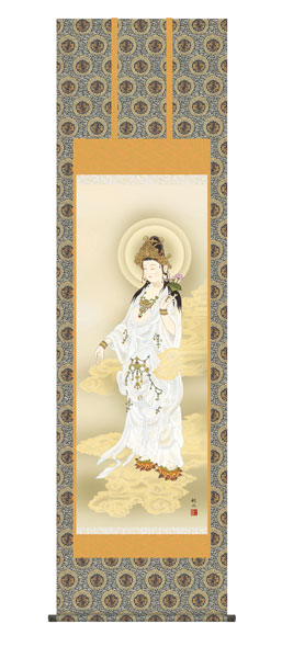 楽天市場】掛け軸 龍上観音 高畠周峰（暁山会） 尺五立幅54.5×高さ約