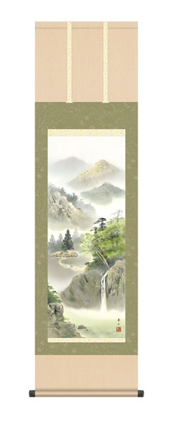 楽天市場】【特価品】山水 掛け軸尺八立『水墨山水』平野 翠雪（ひらの