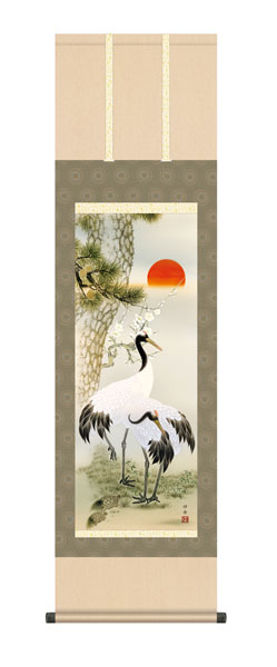 掛軸　岡本珠洸　松竹梅鶴亀 掛軸 岡本珠洸 松竹梅鶴亀 - 絵画