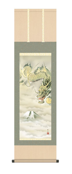 掛け軸　長江　桂舟（三美会）　龍神　尺三立幅44.5×高さ約164cm　縁起画　龍神　 \