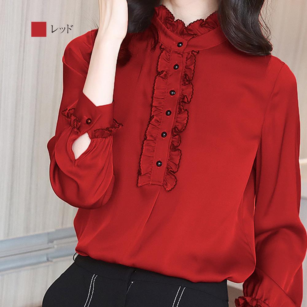 【\クーポン利用で20%OFF!/】 ブラウス レディース ハイネックフリルブラウス 黒 ノーアイロン ワンピース Tシャツ 春 レース カットソー ブランド スーツ オフィス カジュアル 冬 秋 きれいめ 高品質 人気 フォーマル フリル 50代 事務服 厚手 ボウタイ|TOKYO SIC(トウキョウシック)