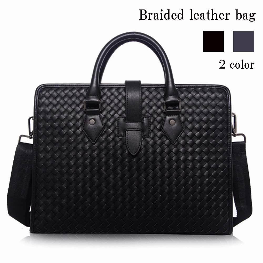 楽天市場】ビジネスバッグ メンズ 2way編み込みレザーバッグ 15インチ