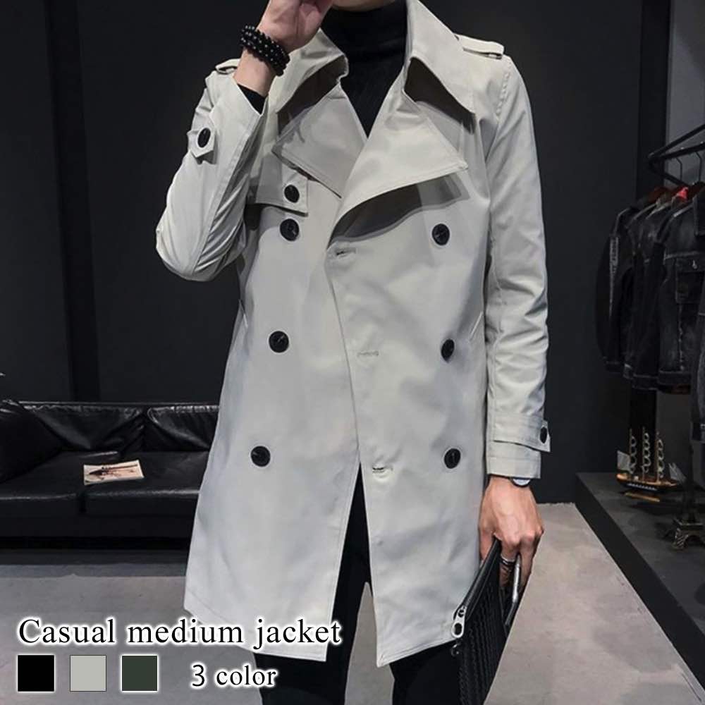 楽天市場】トレンチコート メンズ カジュアルミディアムジャケット