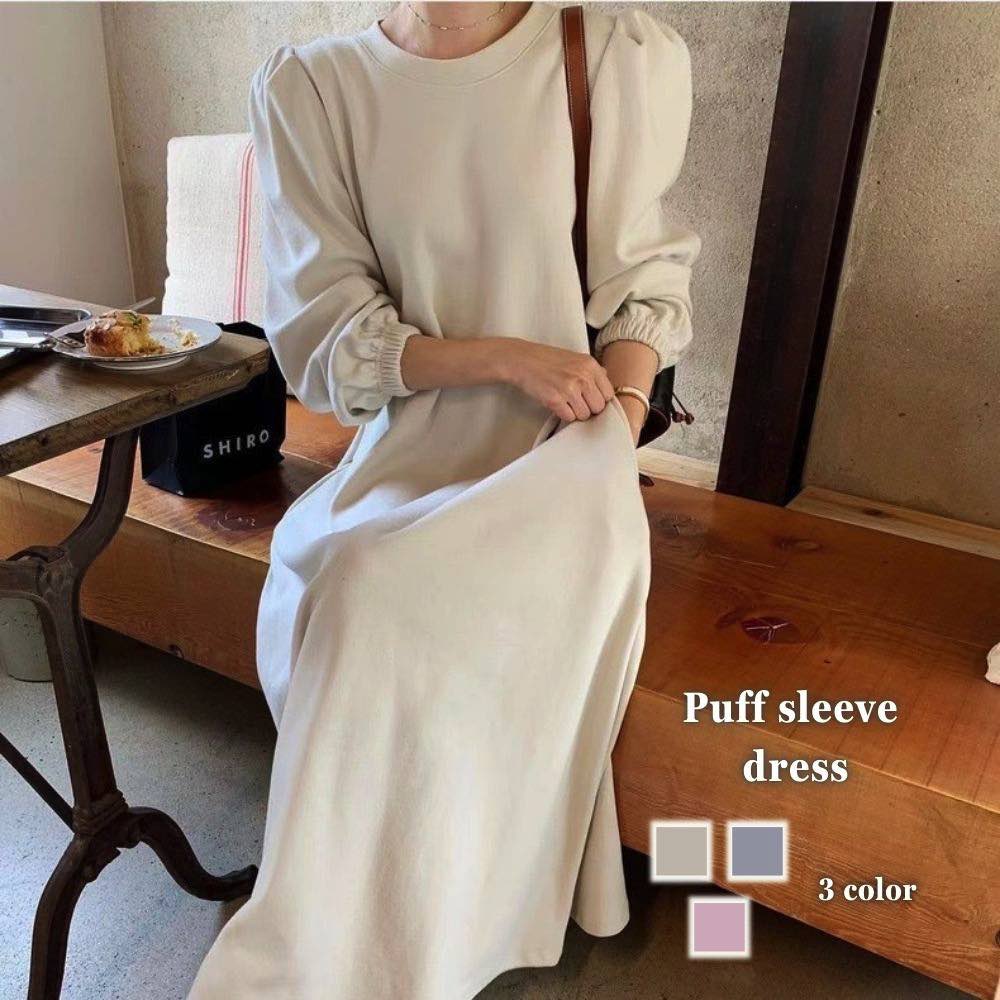【＼クーポン利用で20%OFF!／】 ワンピース レディース パフスリーブワンピース 人気 アウトドア ブランド かわいい 白 ニット おしゃれ 厚手 ネック 前開き 大人 黒 しっかり 韓国 長袖 冬 40代 トップス 体感 20代 春 きれいめ Aライン 大きいサイズ