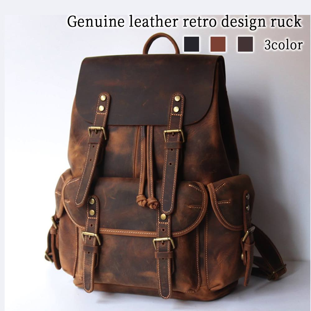 楽天市場】リュック メンズ 本革レトロデザインリュック 40代 大学生