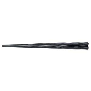 福井クラフト PBT六角一刀彫箸 10膳入 黒乾漆 24cm 90030862