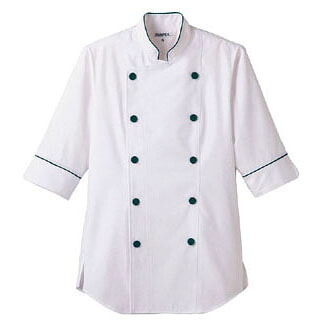 ショップコート ホワイ×グリーント 白×緑 3L ET-1137 サーヴォ サンペックスイスト 業務用 ユニフォーム 制服