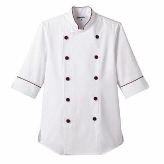 ショップコート ホワイト×ワイン 白×紫 M ET-1138 サーヴォ サンペックスイスト 業務用 ユニフォーム 制服