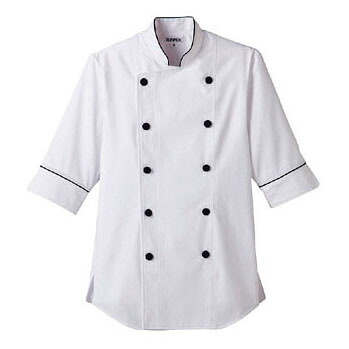 ショップコート ホワイト×ブラック 白×黒 M ET-1140 サーヴォ サンペックスイスト 業務用 ユニフォーム 制服