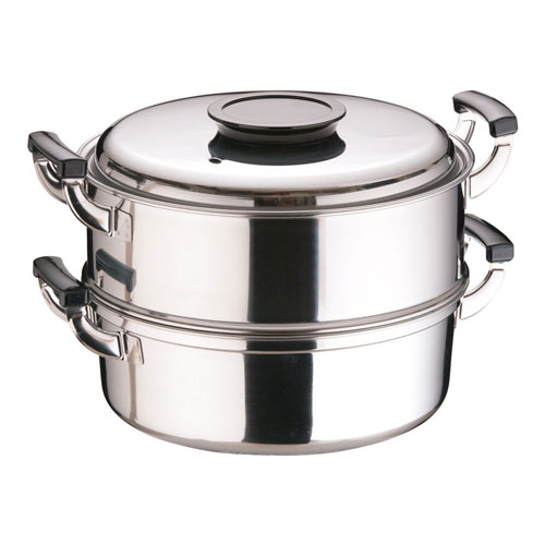 桃印18-0丸型蒸器 29cm 2段 0475800 蒸し器 ステンレス IH対応 業務用蒸し器 金属製せいろ 金属製蒸し器 蒸し料理 もち米 中華まん 饅頭 点心 大量調理｜Webby