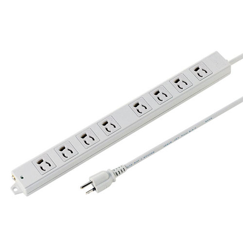サンワサプライ 工事物件タップ 3P 8個口 10m グレー TAP-K8-10