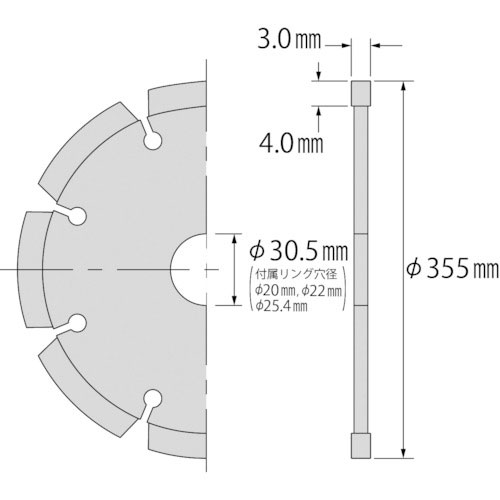 エビ ダイヤモンドカッター レーザー 355mm 乾式 鋳鉄管・コンクリート