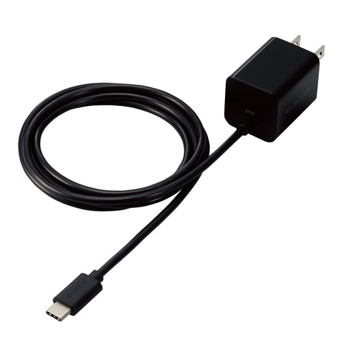 エレコム ELECOM USB Type-C 充電器 PD対応 20W Type Cケーブル 一体型 1.5m スイングプラグ 小型 軽量 ACアダプター ブラック MPA-ACCP34BK