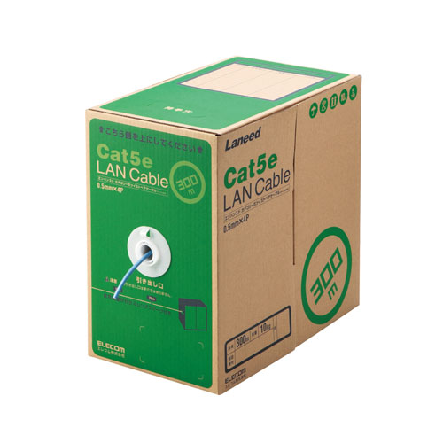 エレコム ELECOM Cat5e対応LANケーブル 自作用・長尺 単線 300m ブルー LD-CT2/BU300/RS