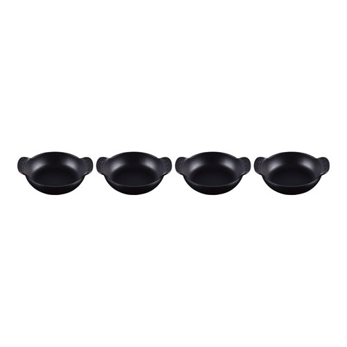 ル・クルーゼ ミニ・ビュッフェ・キャセロール フタ無13cm 4個入 マットブラック｜Webby 26,214円