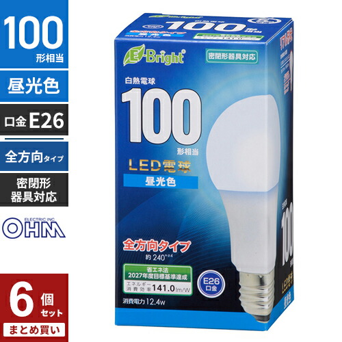 まとめ買い オーム電機 LED電球 E26 100形相当 全方向 昼光色 LED5年保証対象 LDA12D-G AG27 6個セット