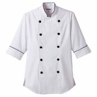 ショップコート ホワイト×ブラック 白×黒 LL ET-1140 サーヴォ サンペックスイスト 業務用 ユニフォーム 制服