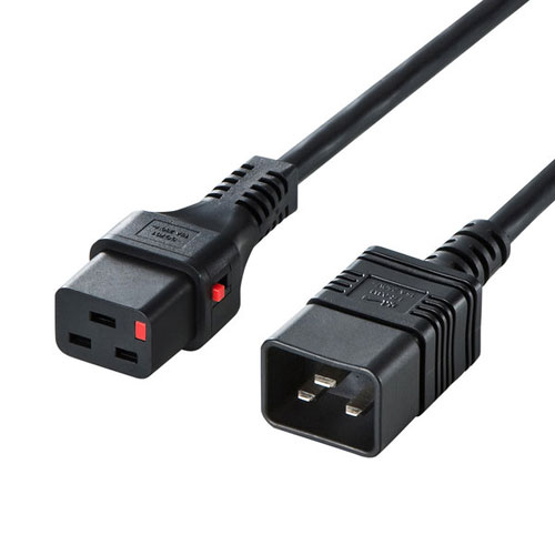 サンワサプライ 抜け防止ロック電源コード 2m ブラック APW15-C20C19LK02