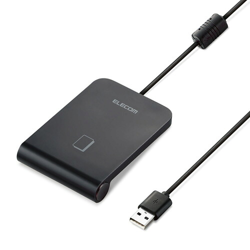 エレコム ELECOM ICカードリーダー 非接触 マイナンバーカード 確定申告 Felica、Mifareカード 対応 直付け ケーブル1m ブラック 公的個人認証 MR-ICA001BK